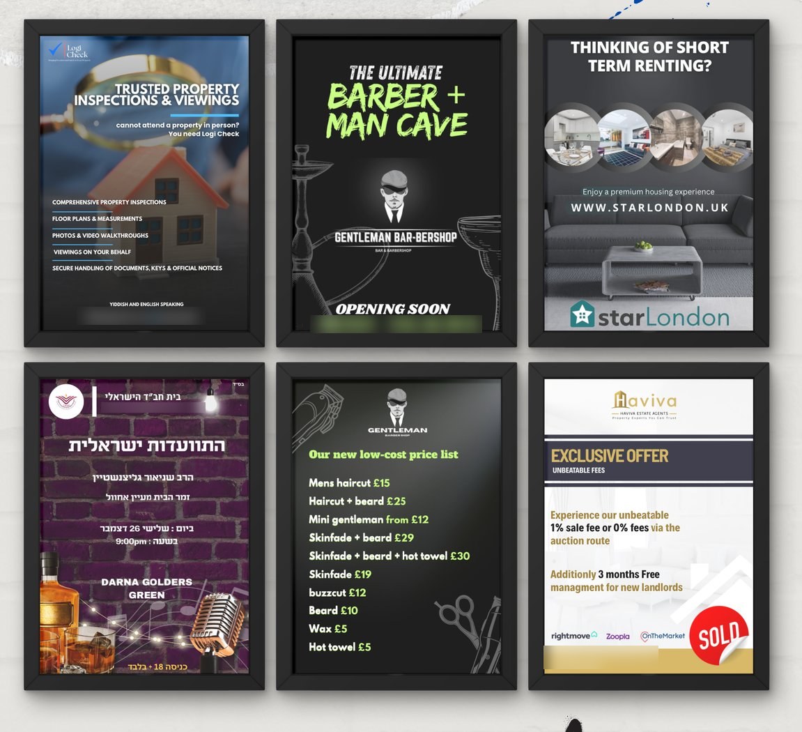 Six printed ads and price lists designed by 770 Graphic Solutions